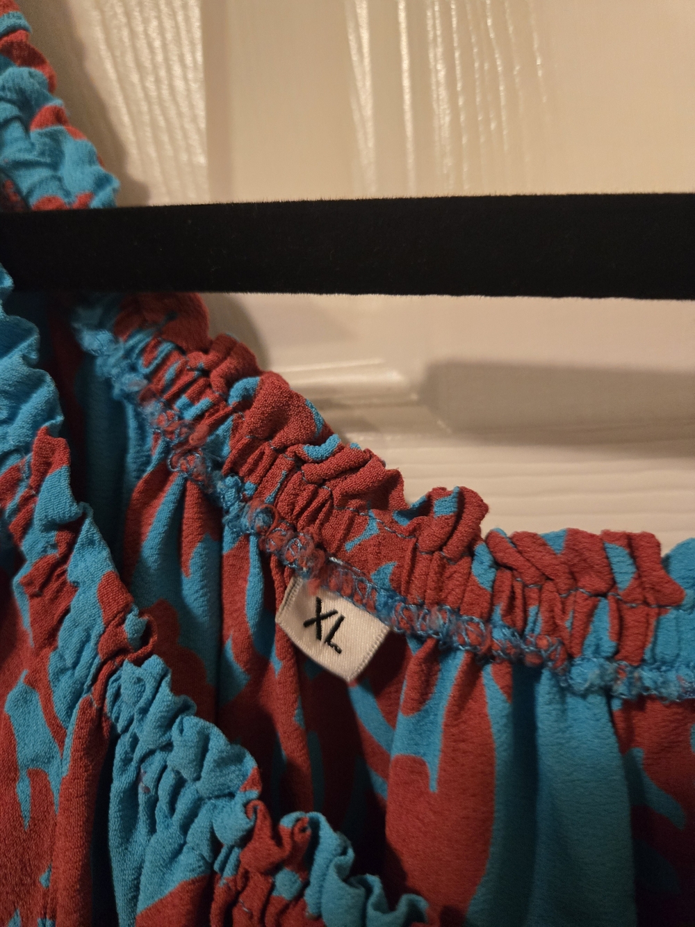 Boho Turquoise & Rust Mini Dress with Ruffled Sleeves - Picture 4 of 5